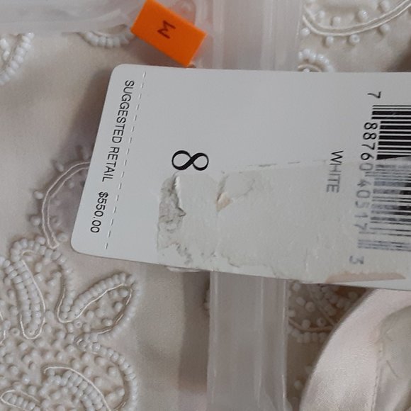 DANA BUCHMAN IVORY BEADED FLORAL DESIGN SKIRT A LINE SIZE 8 - Picture 5 of 8